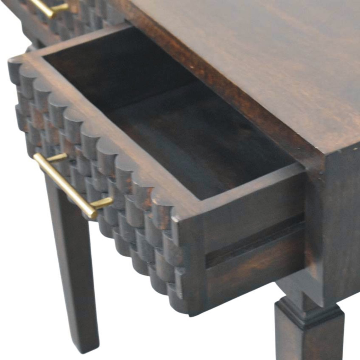 Artisan Furniture Solid Wood Arno Console Table, 2 Drawers, Dark Brown