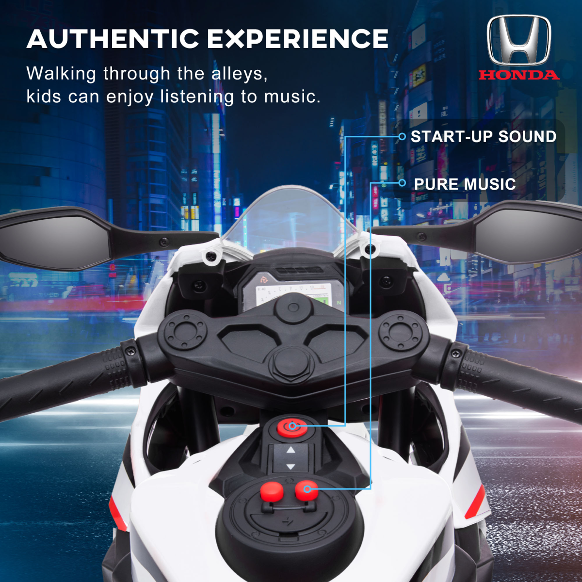 Honda Licensed 6V Kids Electric Motorbike Ride On Car for 3-5 Years  HOMCOM