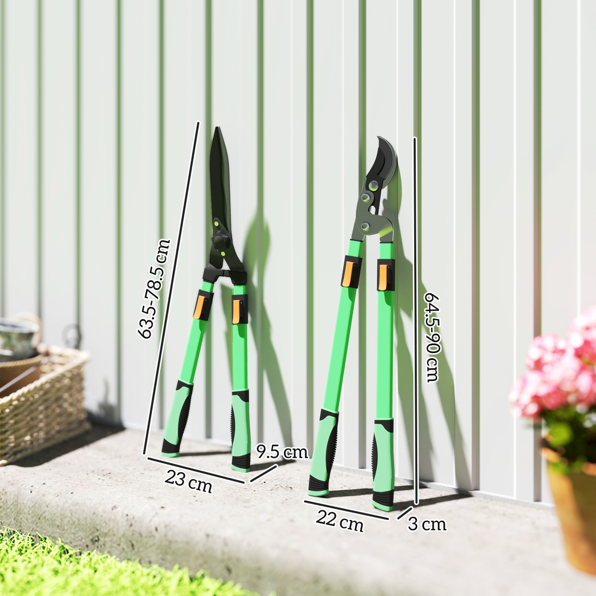 Outsunny 2 Pcs Garden Shears Set with Telescopic Extendable Handles