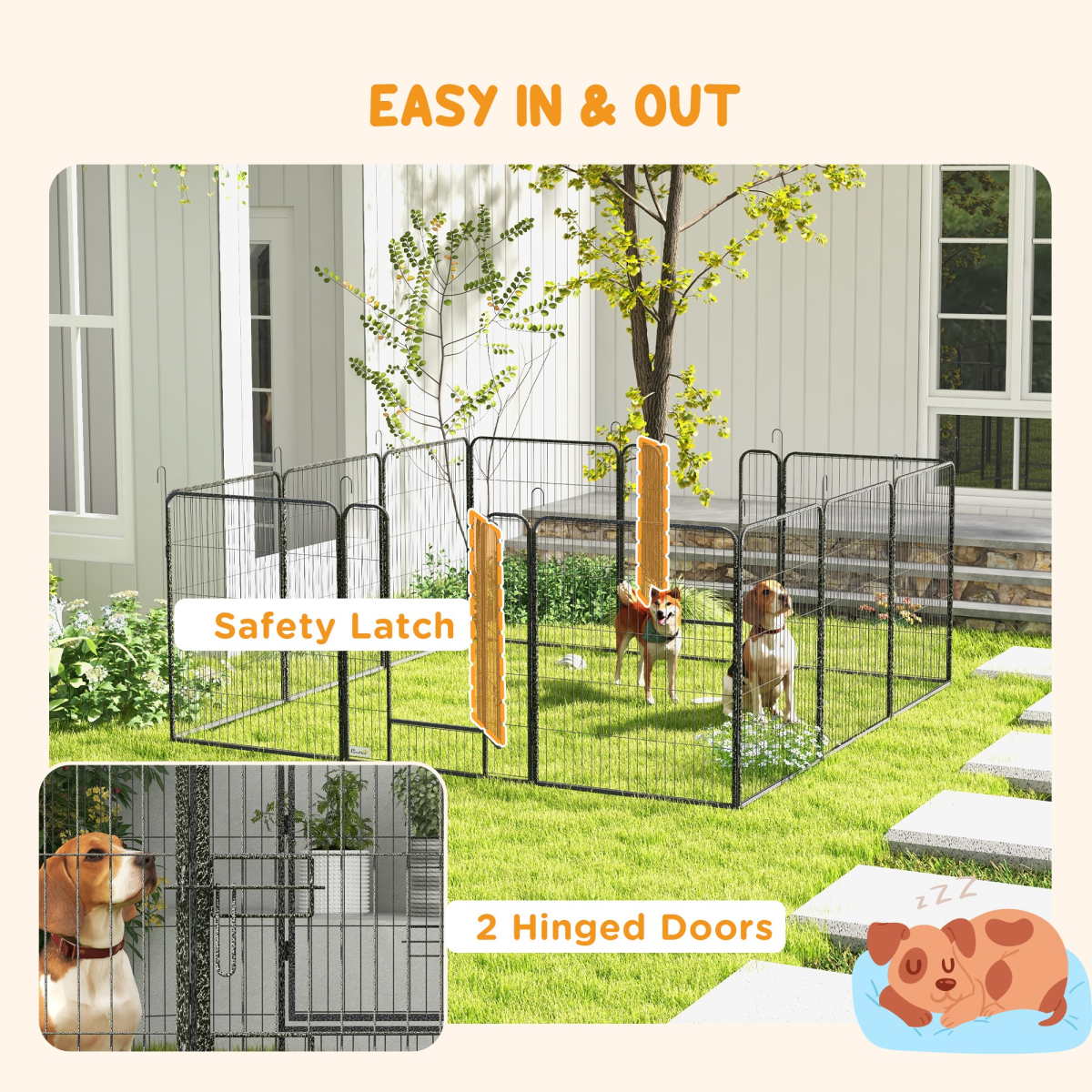 Heavy Duty Puppy Play Pen, 12 Panels Pet Exercise Pen, for Indoors, Outdoors