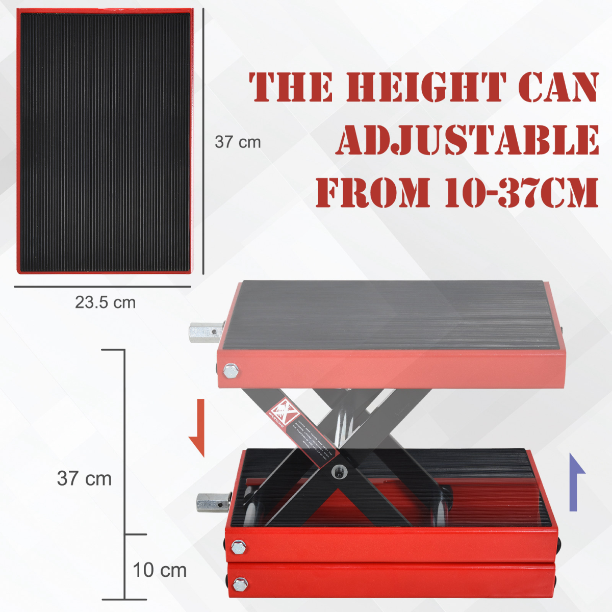 500KG Steel Motorbike Repair Lift X Frame Adjustment Jack Rubber Top Durhand