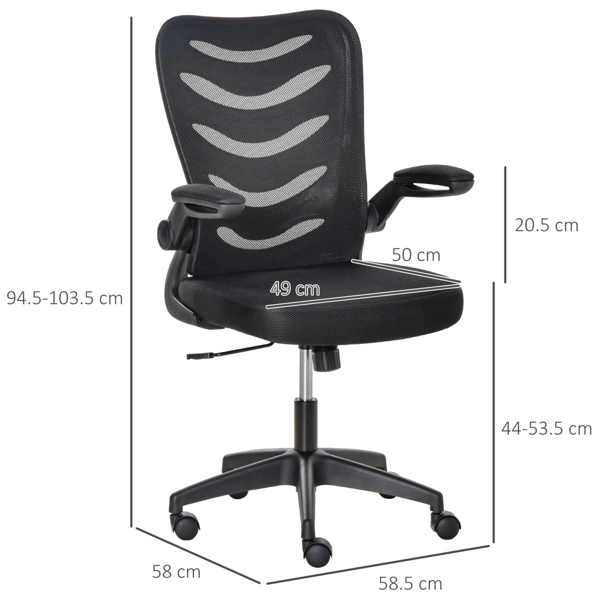 Mesh Office Chair Home Swivel Task Chair  Lumbar Support, Arm, Black Vinsetto