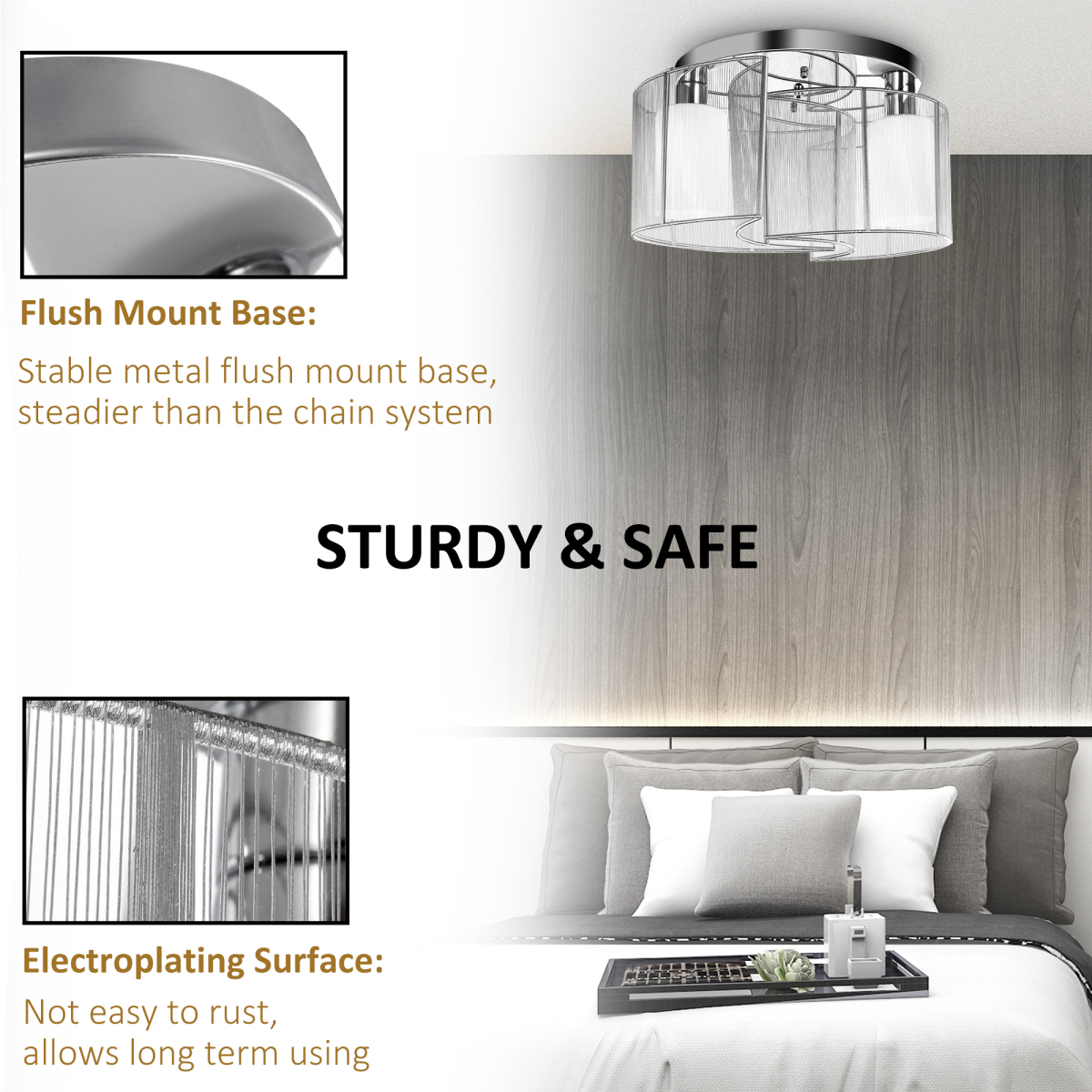 Modern Design Mini Style Flush Mount Ceiling Light with Flush Metal White