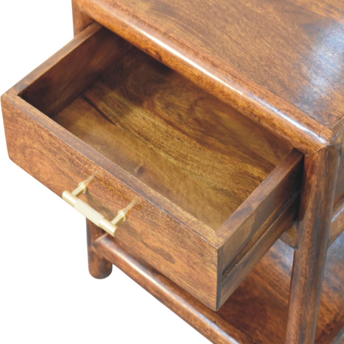 Artisan Furniture Solid Wood Regency Chestnut Nightstand, 1 Drawer, 1 Shelf, Dark Brown