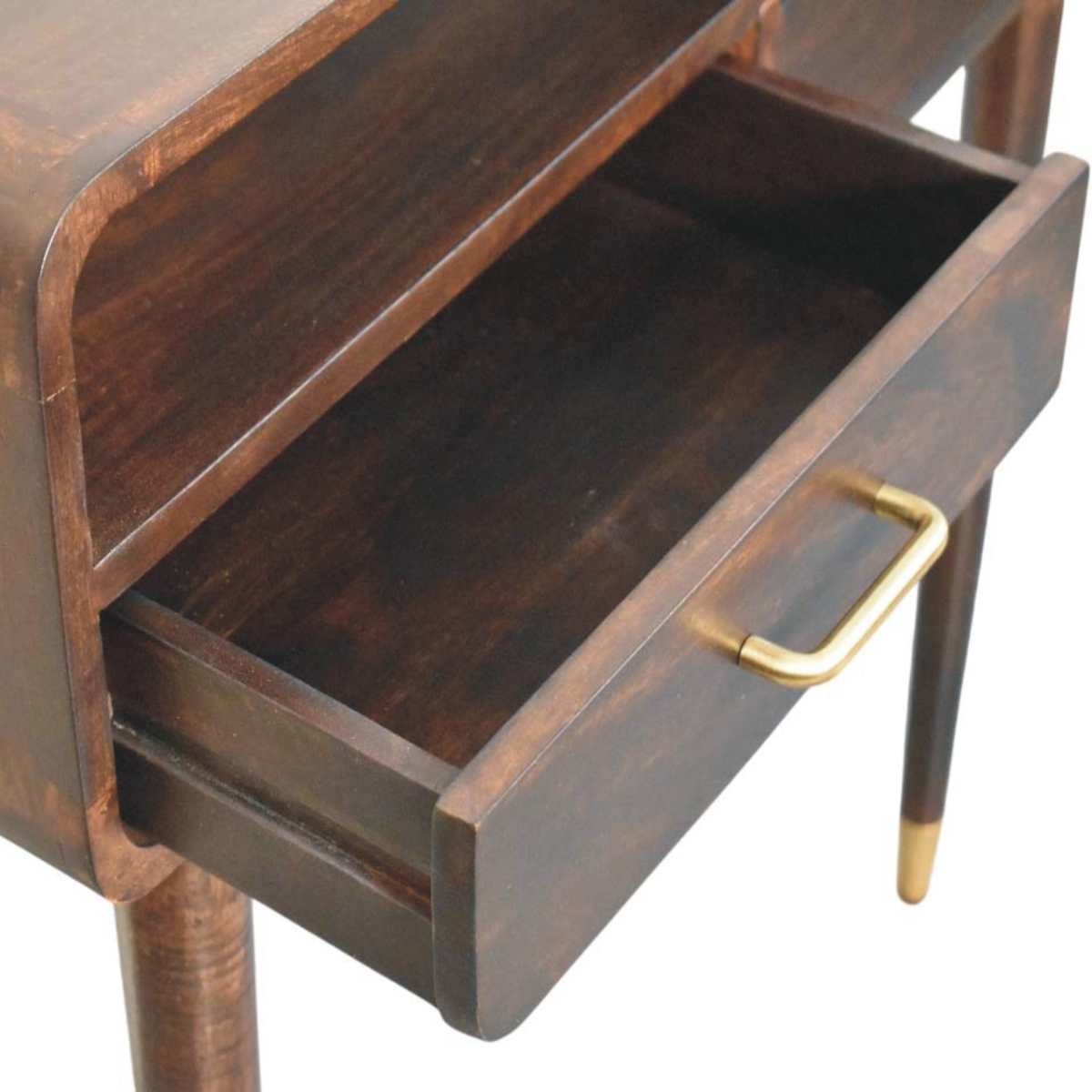 Artisan Furniture Solid Wood Apollo Loop Console Desk, 2 Drawers, 1 Open Slot, Dark Brown