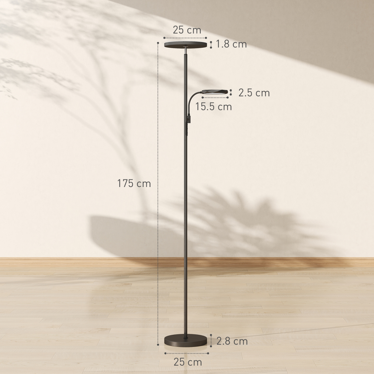 HOMCOM Floor Lamp for Living Room, Standing Lamp with 4 Scene Modes, Black