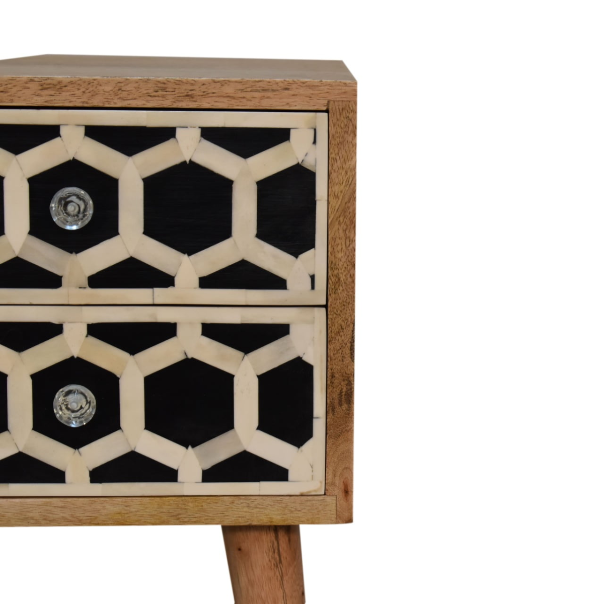 Artisan Furniture Solid Wood Mini Bone Inlay 2 Drawer Bedside
