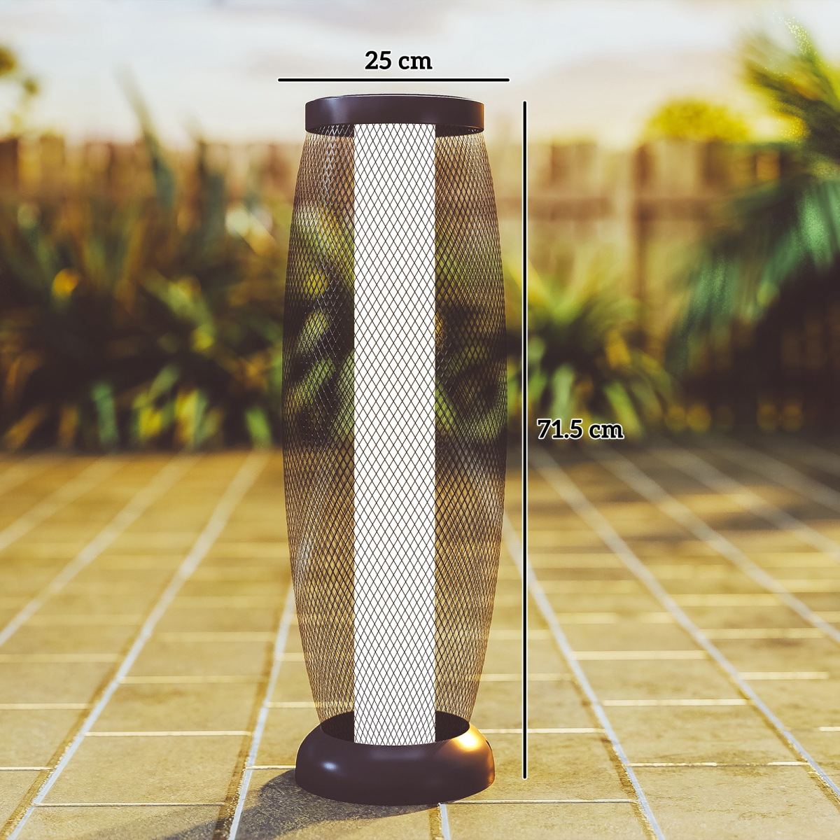 Outsunny 71.5 cm Garden Solar Lamp, Metal Floor Lamp with Auto On/Off LED