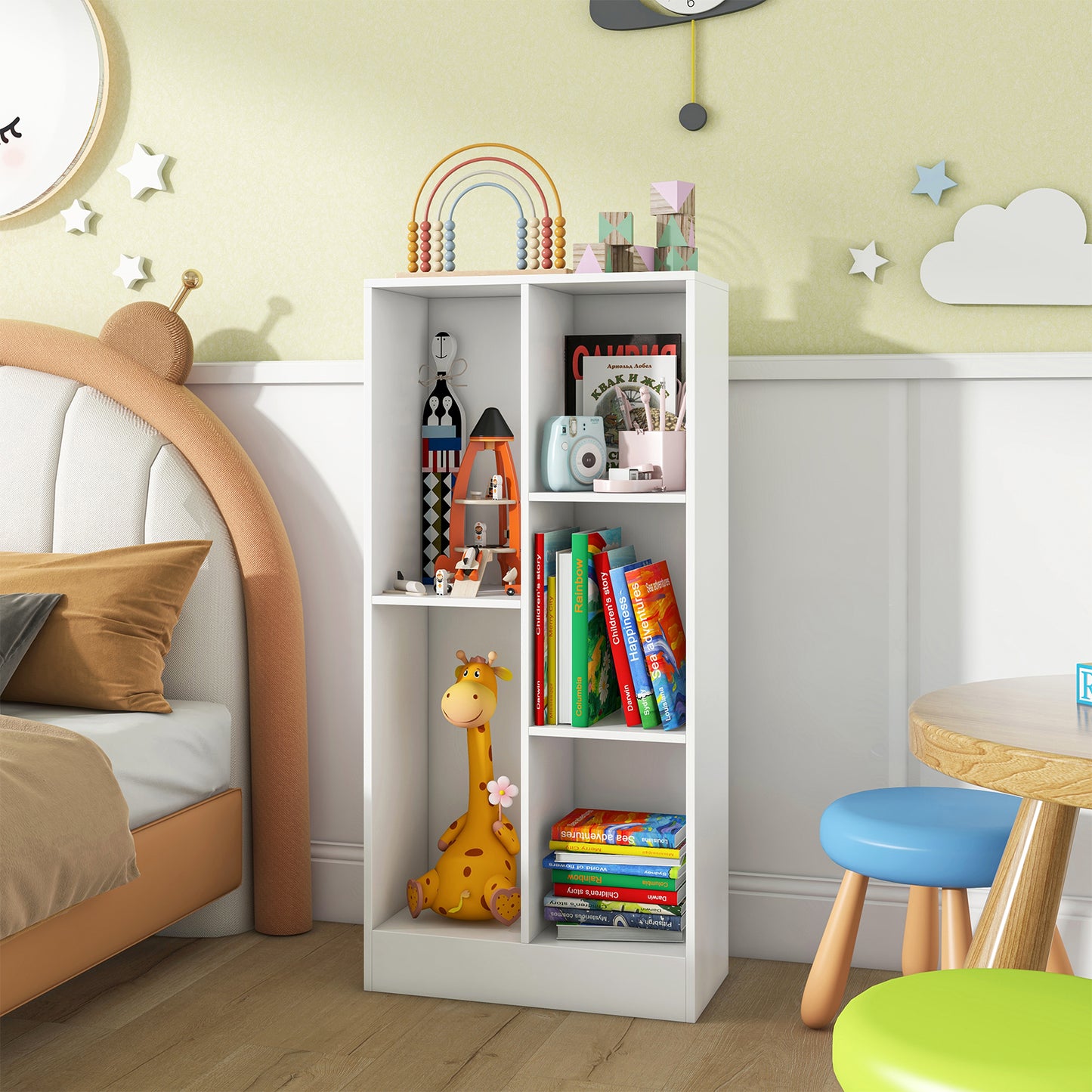 5 Cube Bookcase for Kids-Natural