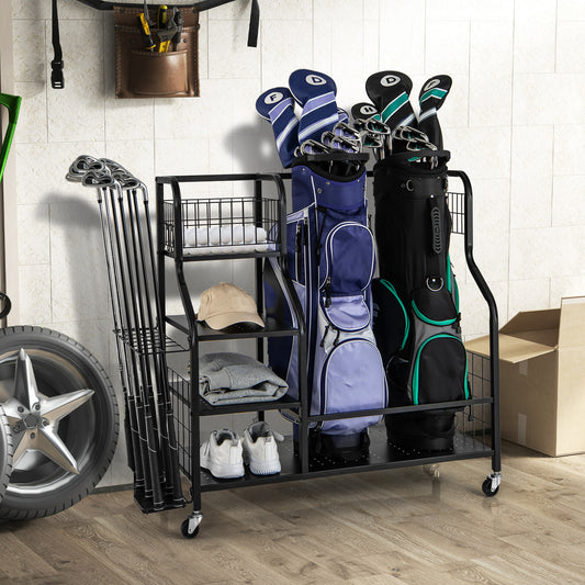 5-In-1 Golf Bag Storage Organizer with Storage Basket-Black