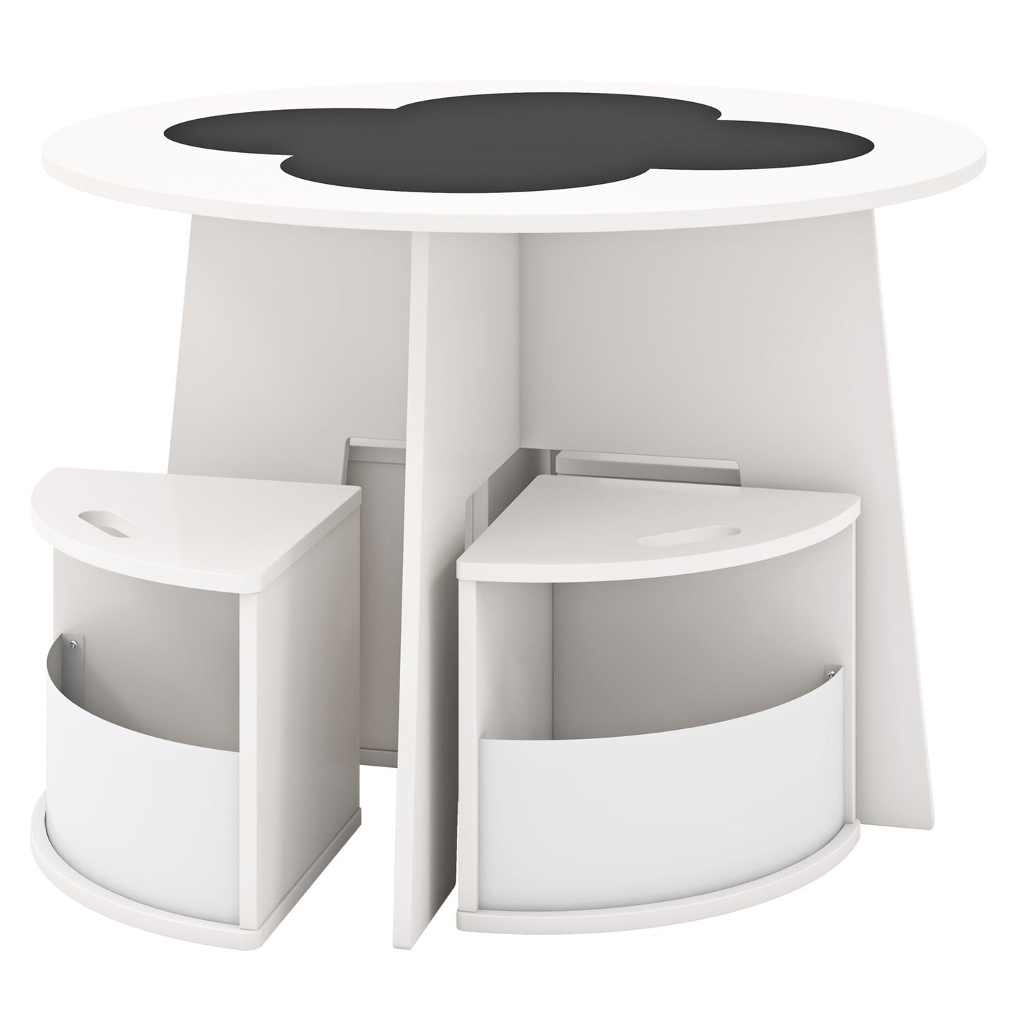 5 PCS Kids Table and Chair Set with Writable Blackboard Desktop-Natural