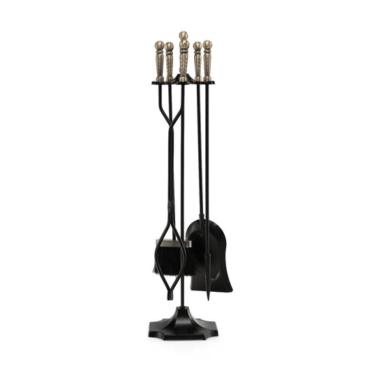 5-Piece Fireplace Tool Set with Ergonomic Handle
