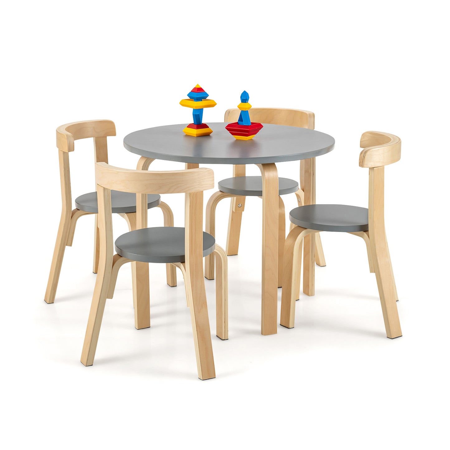 5-Piece Kids Play Table and Chair Set for Playing Drawing Reading-Colourful