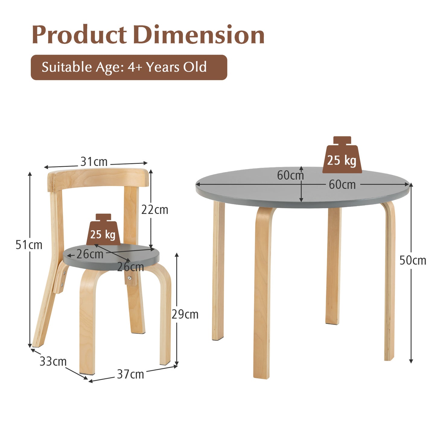 5-Piece Kids Play Table and Chair Set for Playing Drawing Reading-Colourful