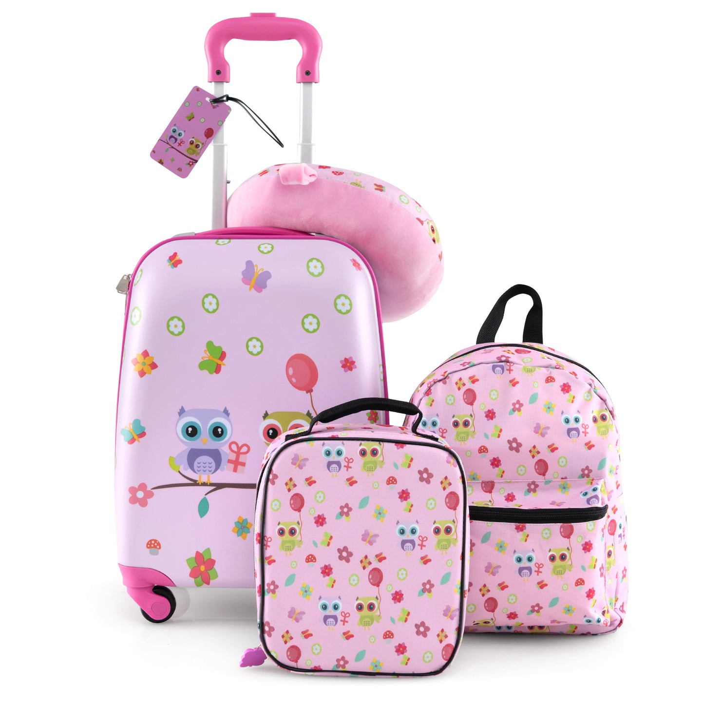 5 Piece Kids Luggage Set Carry-on Children Rolling Suitcase Set with Backpack-Blue