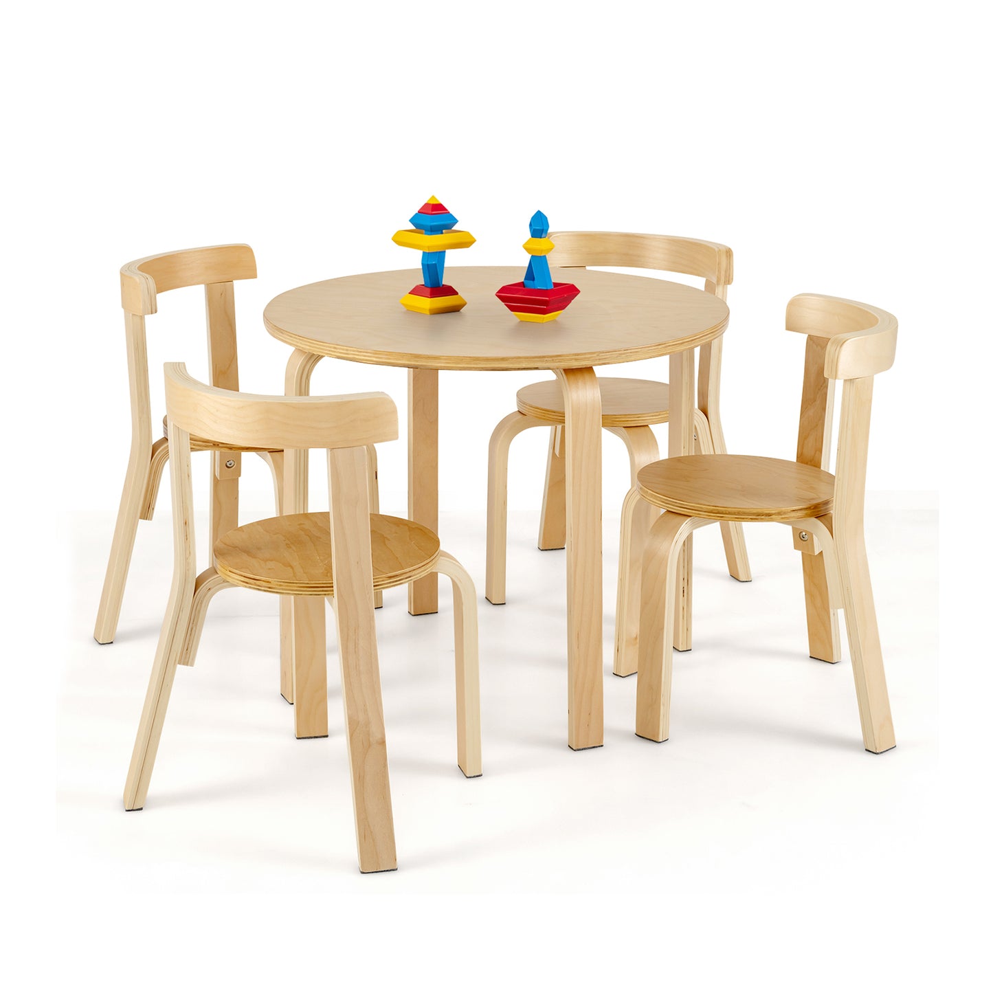 5-Piece Kids Play Table and Chair Set for Playing Drawing Reading-Colourful