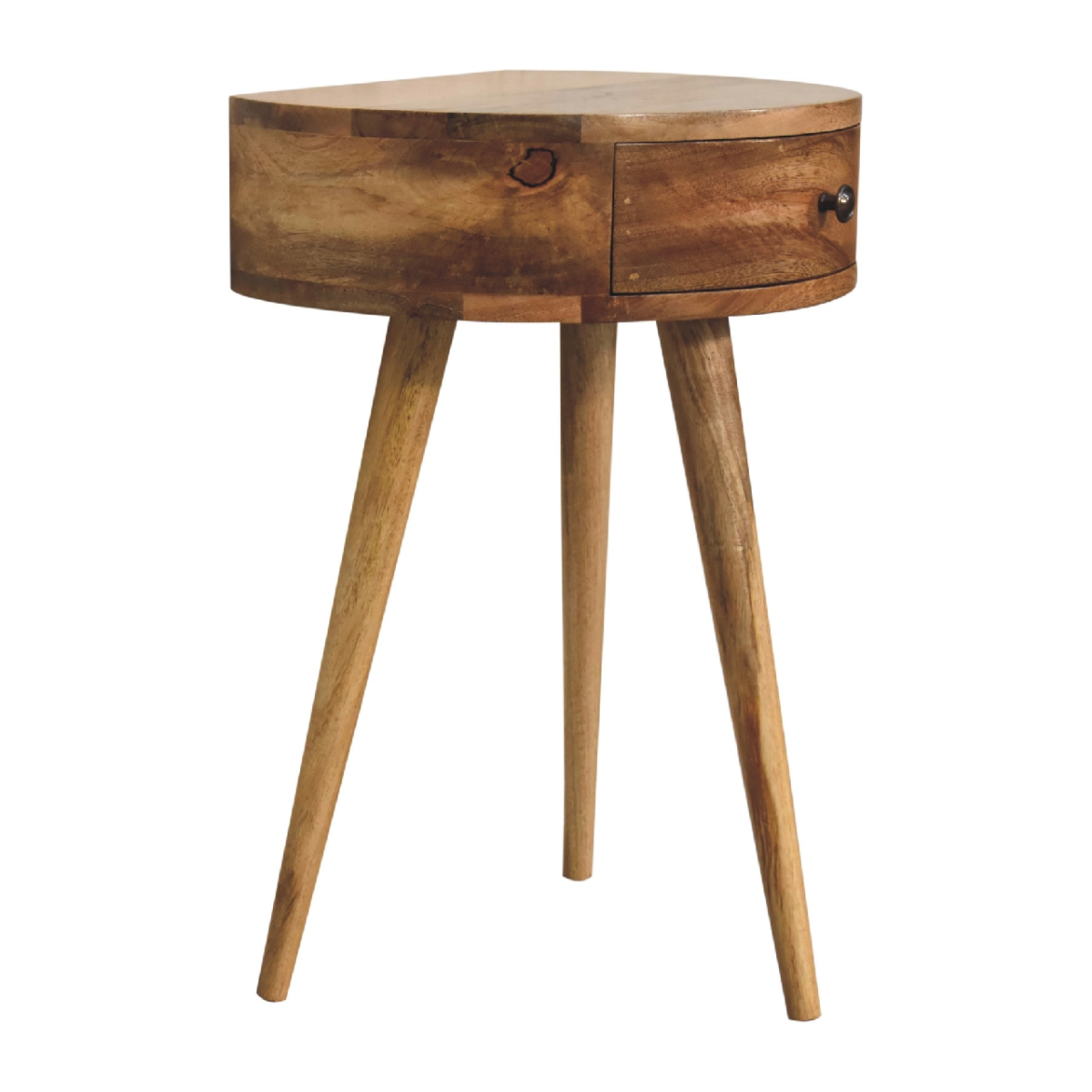 Artisan Furniture Solid Wood Mini Oak-ish Circular Shape Bedside