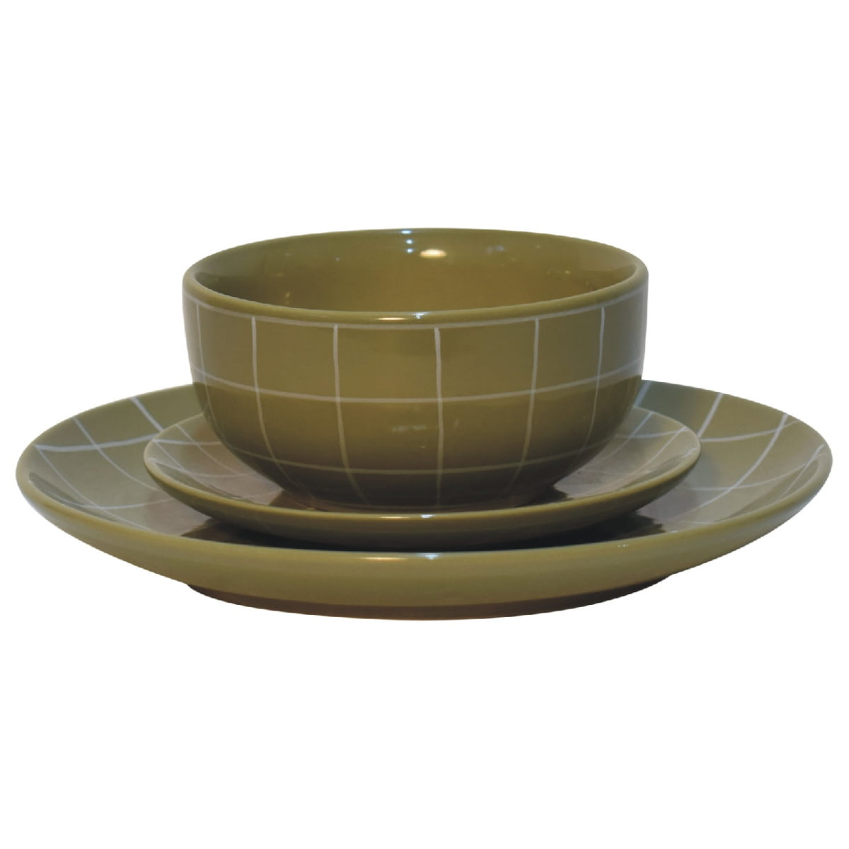 Artisan Furniture Serveware - Dahlia Plate Set, Olive Green
