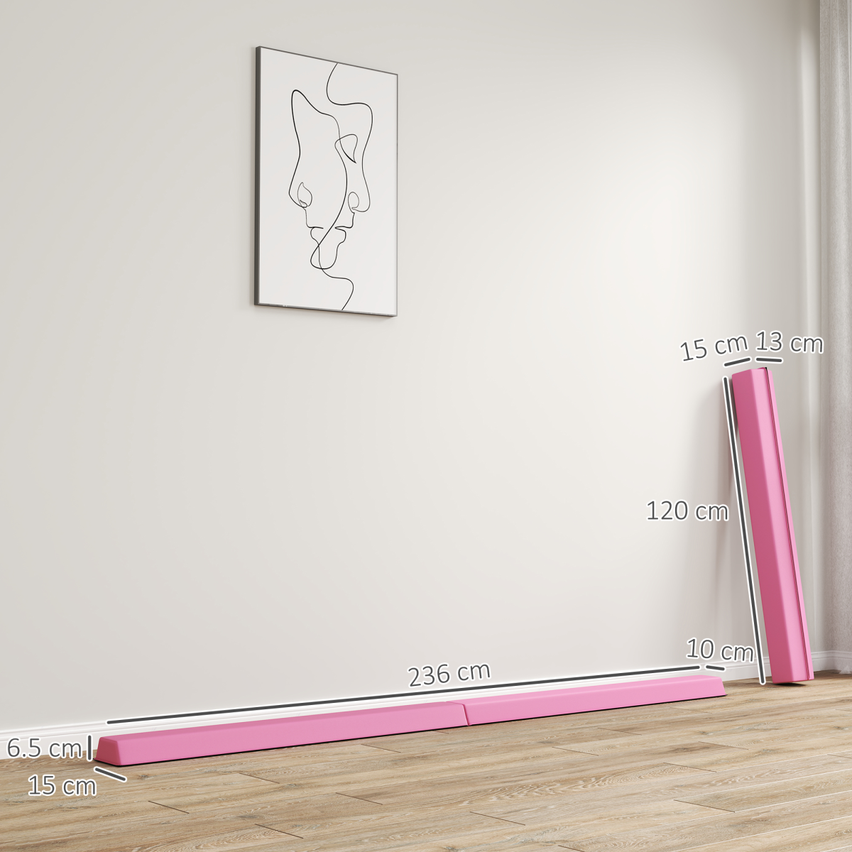SPORTNOW 7.7FT Folding Gymnastics Balance Beam with Anti-Slip Base, Pink