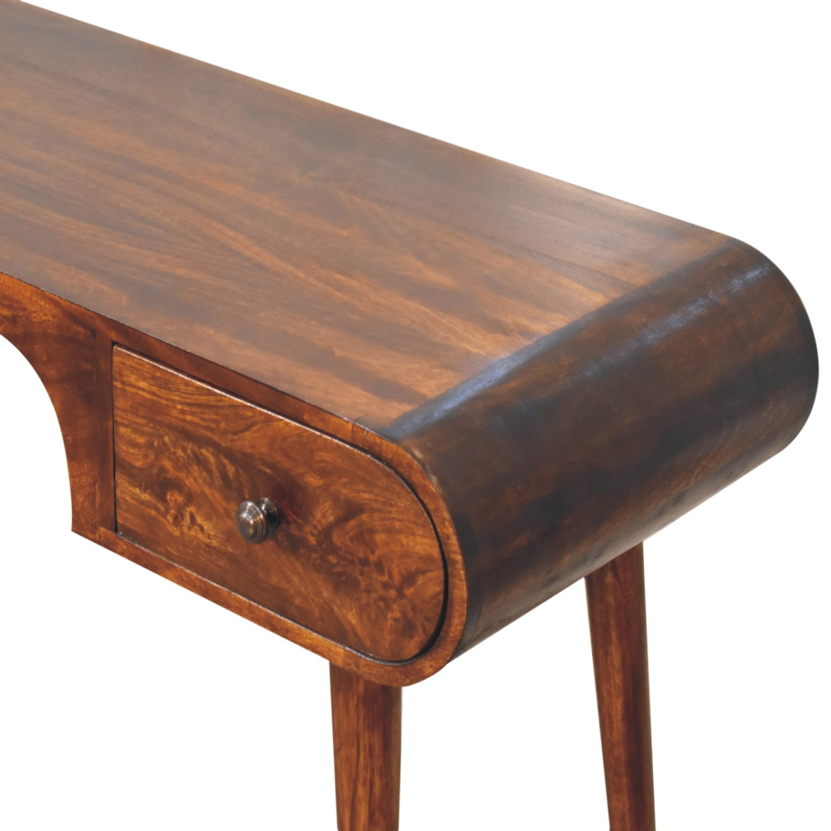 Artisan Furniture Solid Wood Chestnut London Arch Writing Desk, 2 Drawers, Dark Brown