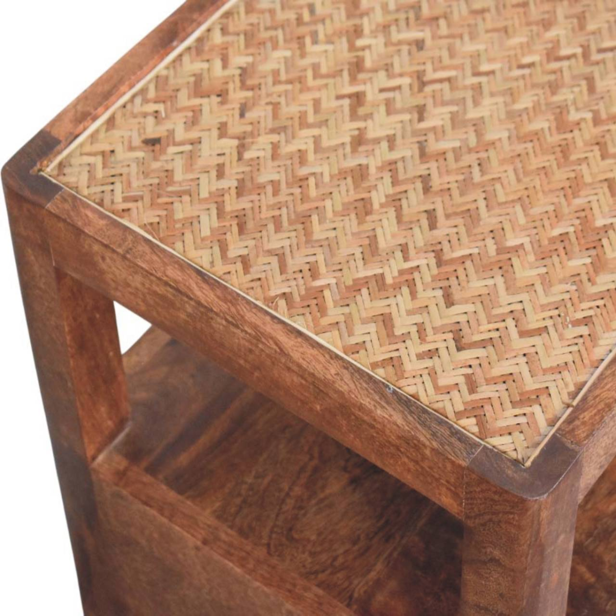 Artisan Furniture Solid Wood The Caldera Bedside Stand, 1 Drawer, 1 Shelf, Brown