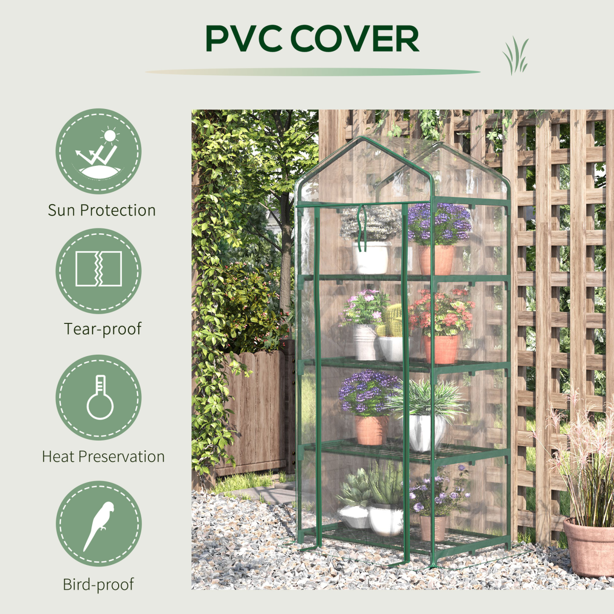 4 Tiers Mini Portable Greenhouse Metal Frame Transparent 160x70x50cm