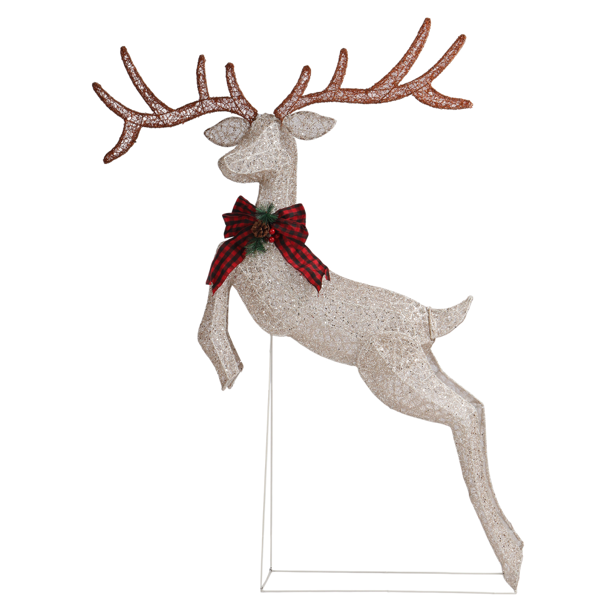 5FT Lighted Jumping Reindeer Christmas Decorations, Pre-lit Holiday Decor with 100 Warm White LED Lights for Xmas Outdoor Indoor Decor Lighted Holiday Displays