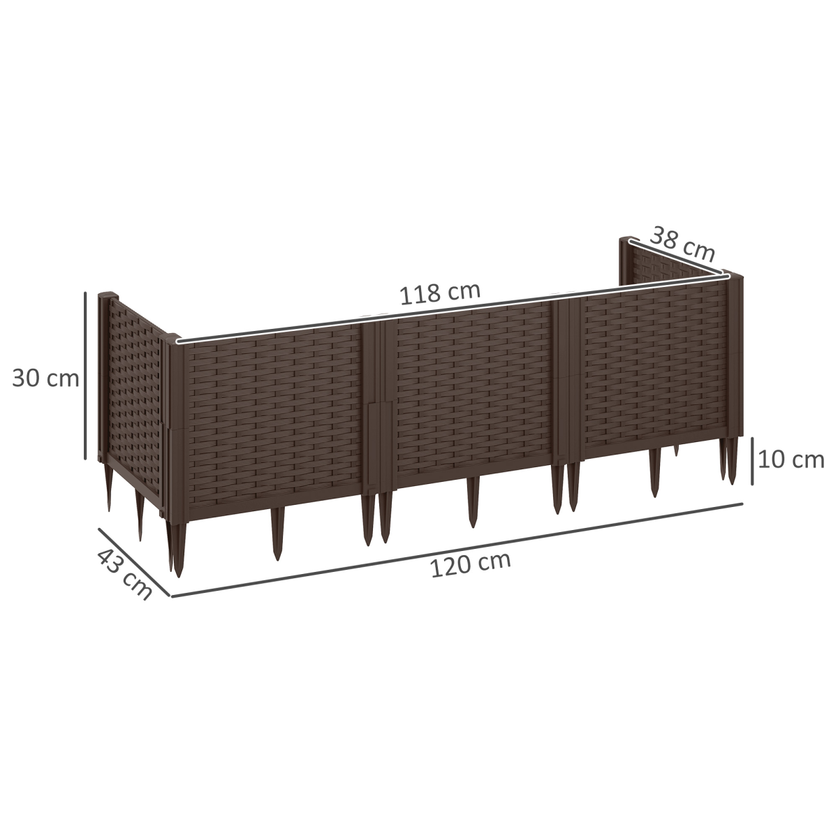 Outsunny Plastic Planter Box Kit, Modular Raised Bed for Flowers, Herbs