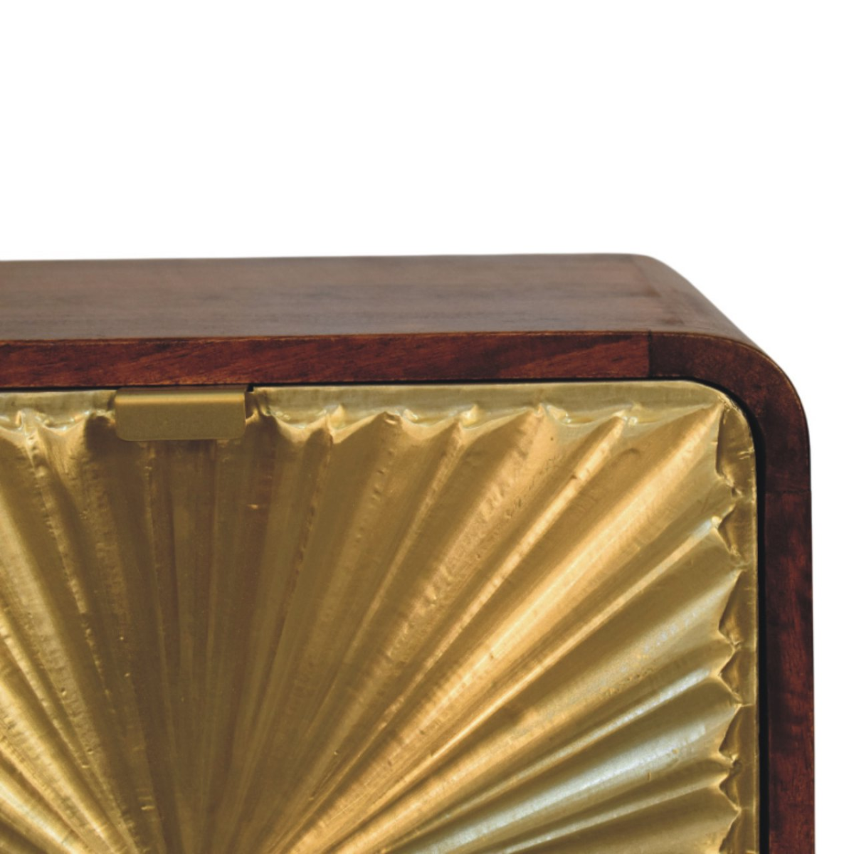 Artisan Furniture Solid Wood Avora Brass Embossed 2 Drawer Chestnut Nightstand
