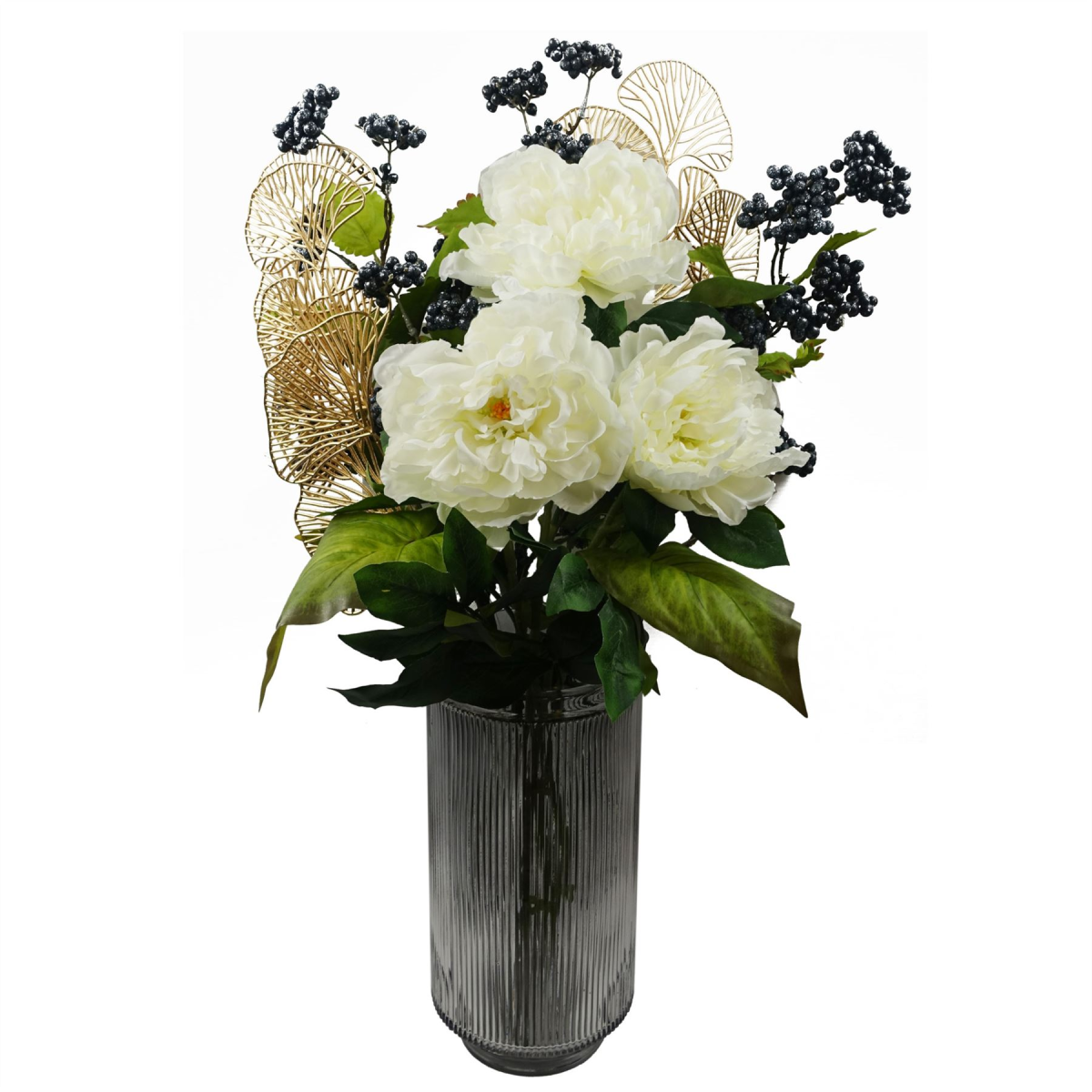 6x 65cm Grape Leaf Foliage Spray with Berries Artificial