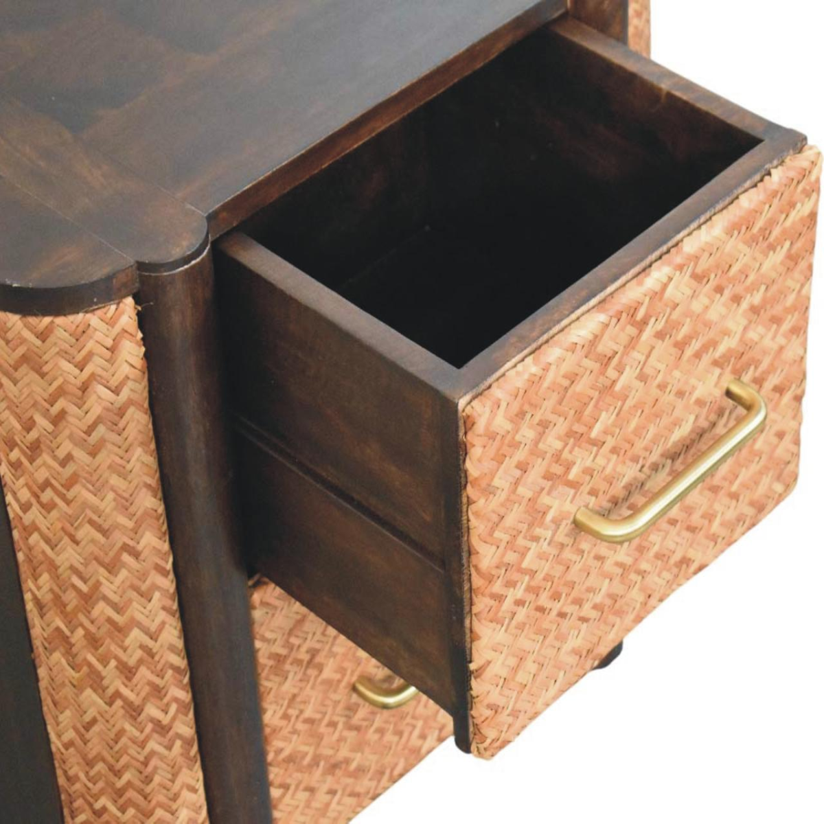 Artisan Furniture Solid Wood Havana Canefront Drawers, 2 Drawers, Dark Brown