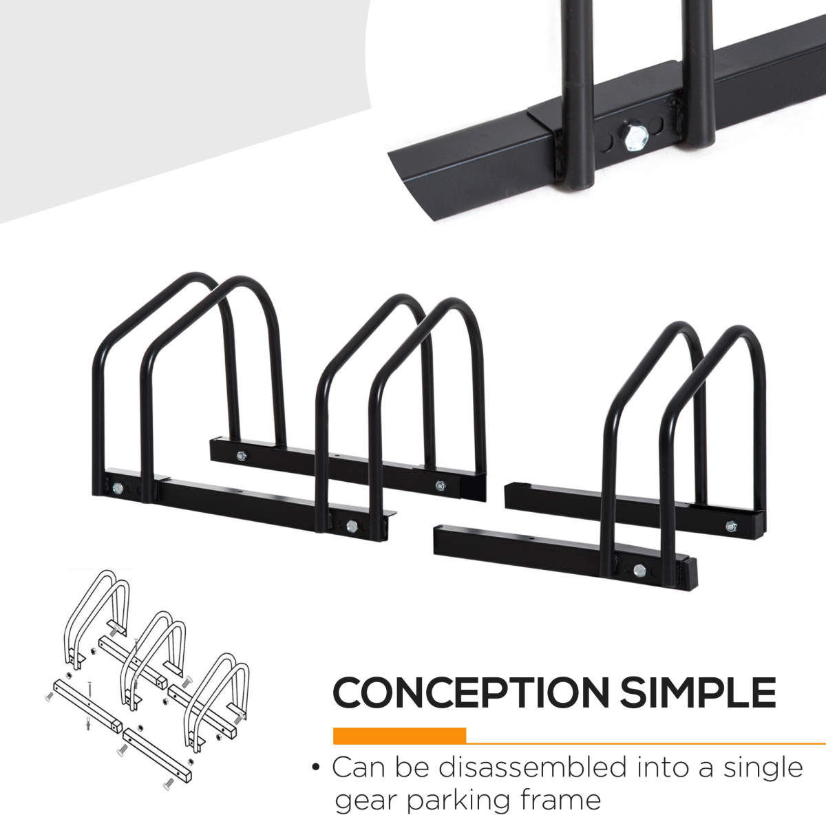 Bike Parking Rack Bicycle Locking Storage Stand for 3 Cycling Black HOMCOM