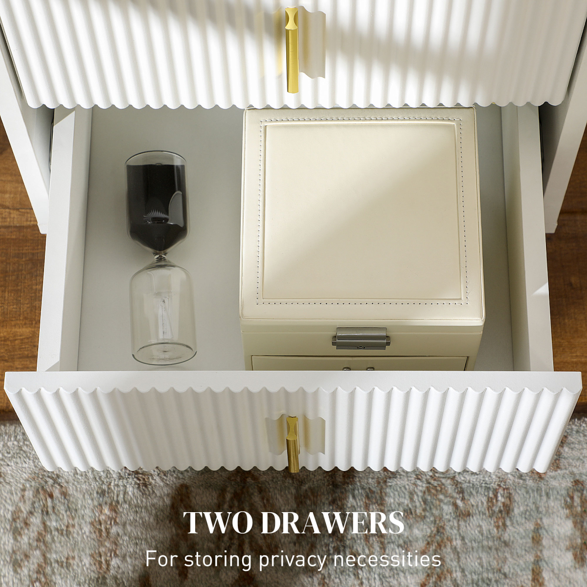 Nightstand with 2 Drawers, Side End Table for Living Room, Bedroom