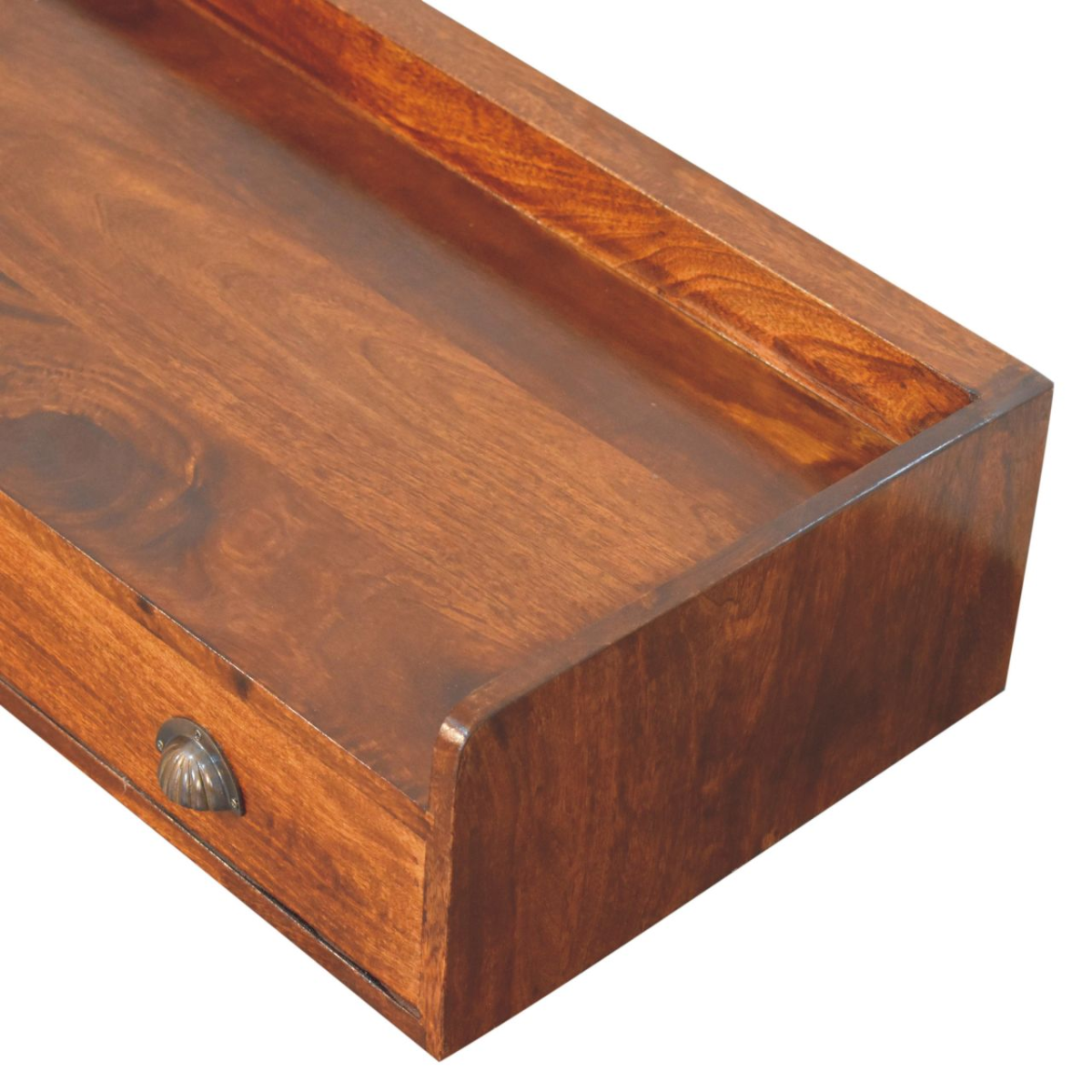 Artisan Furniture Solid Wood Belmont Wall-Mounted Console Shelf, 1 Drawer, Dark Brown