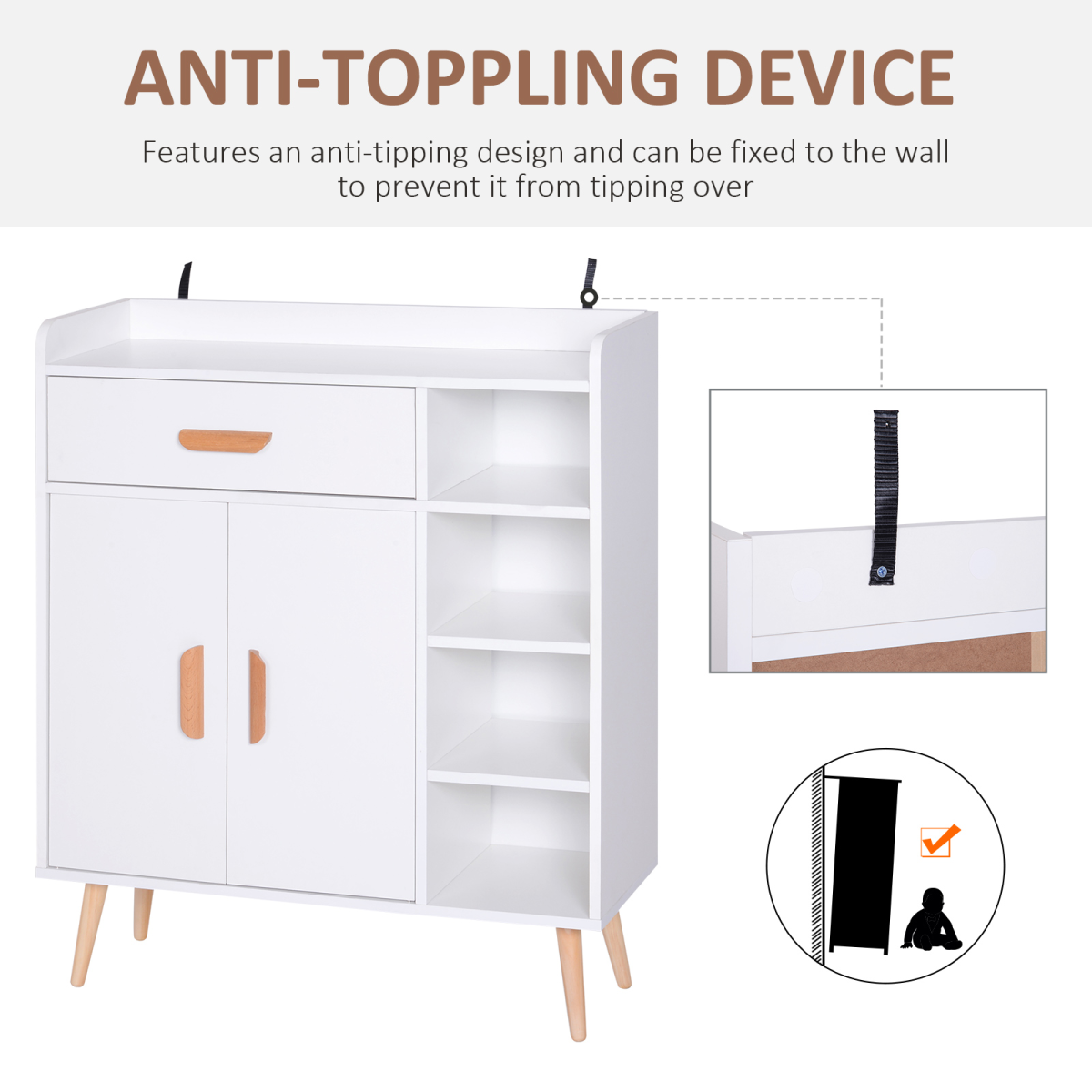 Side Cabinet Hallway Storage Unit Home Console Table Organiser White