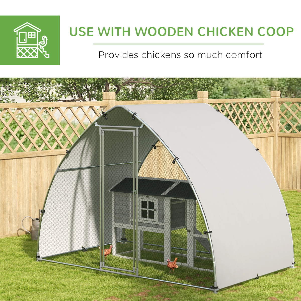 PawHut Walk-In Chicken Run with Cover, for 4-6 Chickens, 3 x 1.9 x 2.2m