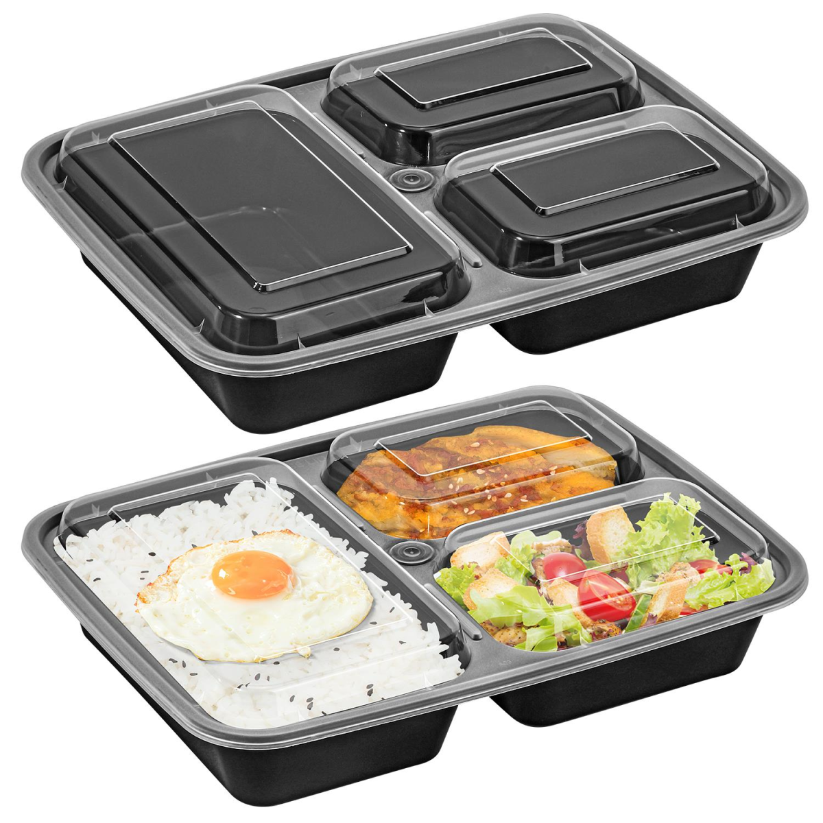 VINSANI 30pk 3 COMPARTMENTS MEAL PREP CONTAINERS 1010478