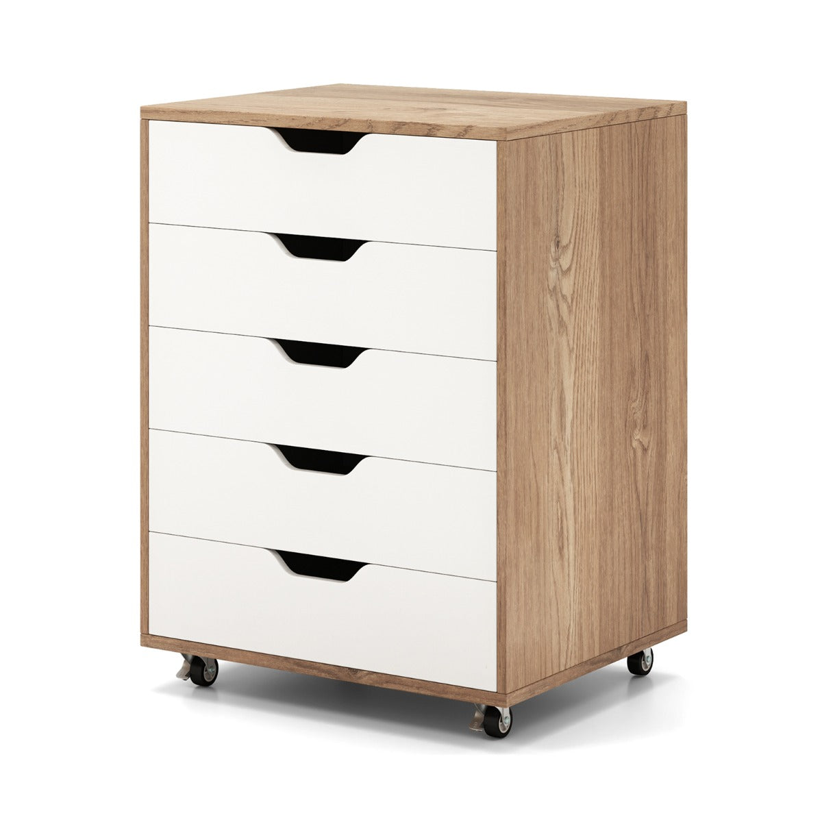 5 Drawer Chest with Wheels for Home and Office-Black