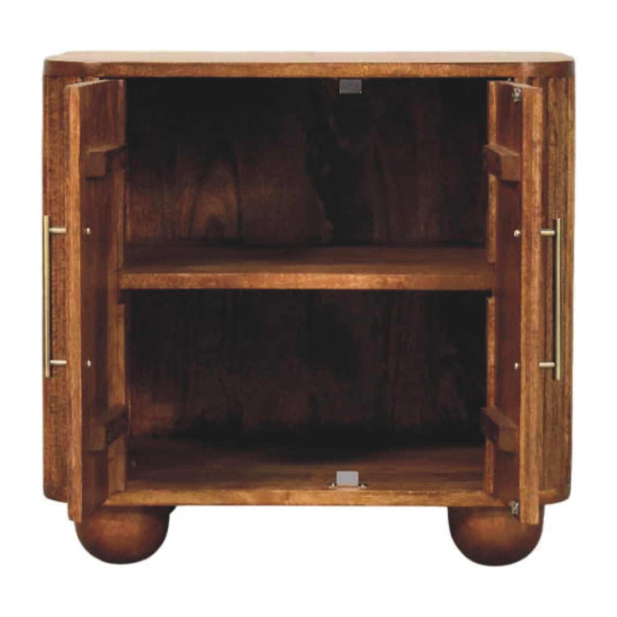 Artisan Furniture Solid Wood Solis Fluted Mini Sideboard, 2 Doors, 2 Shelves, Beige