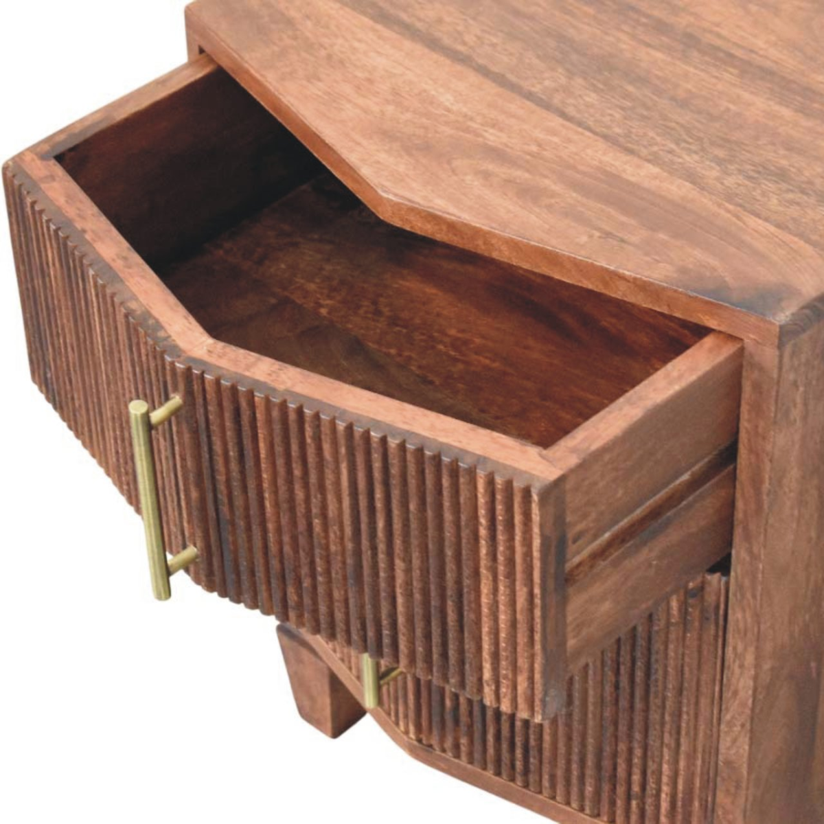 Artisan Furniture Solid Wood Harper Nightstand, 2 Drawers, Dark Brown