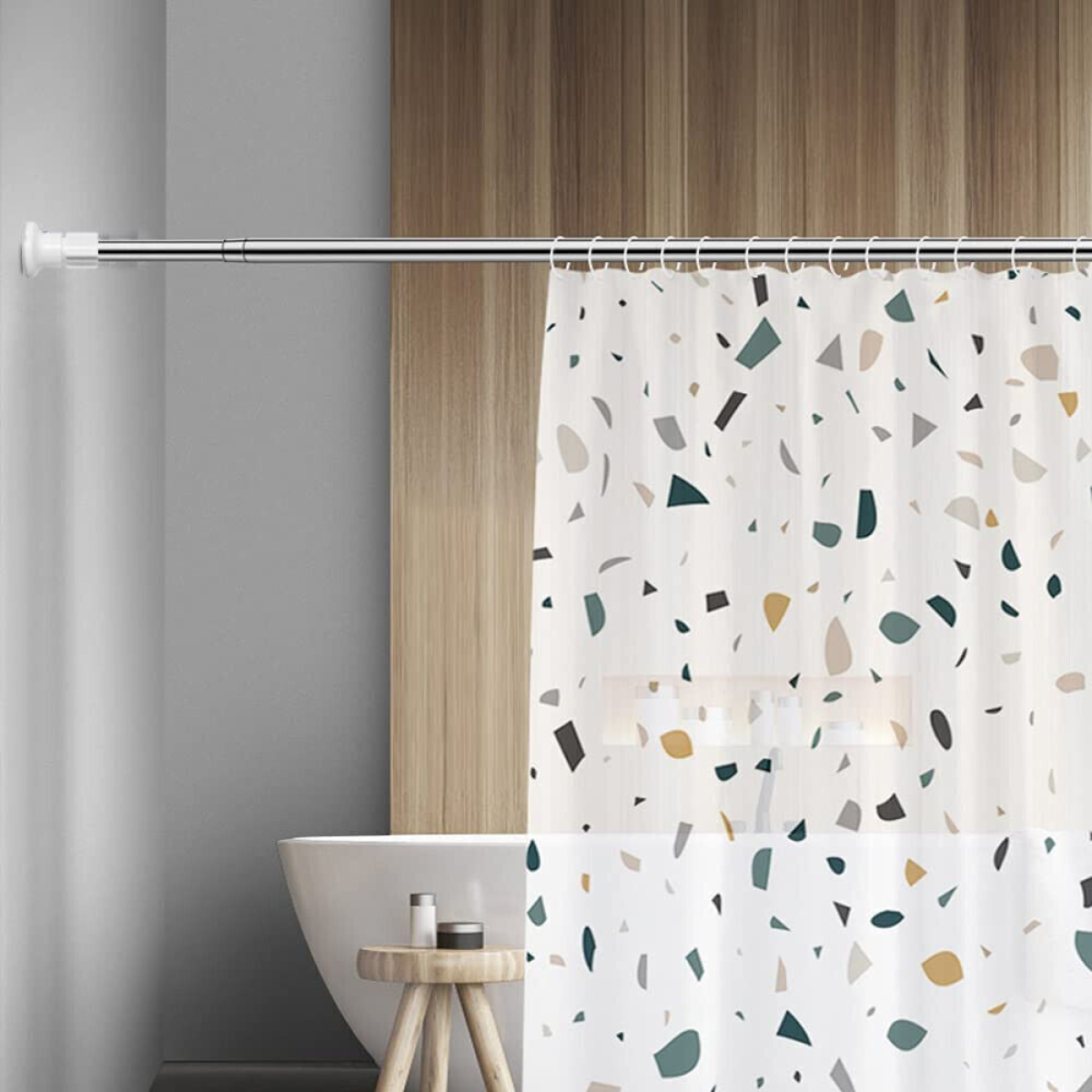 Heavy Duty Extendable Telescopic Shower Curtain Pole Rail Rod Bath Door Window