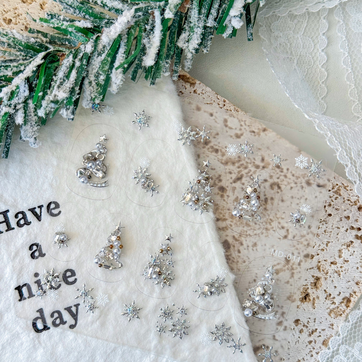 Hello Claws | Silver Christmas Tree Nail Deco Sticker