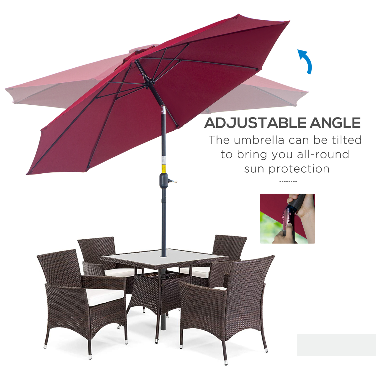 Outsunny ?2.6M Umbrella Parasol-Red