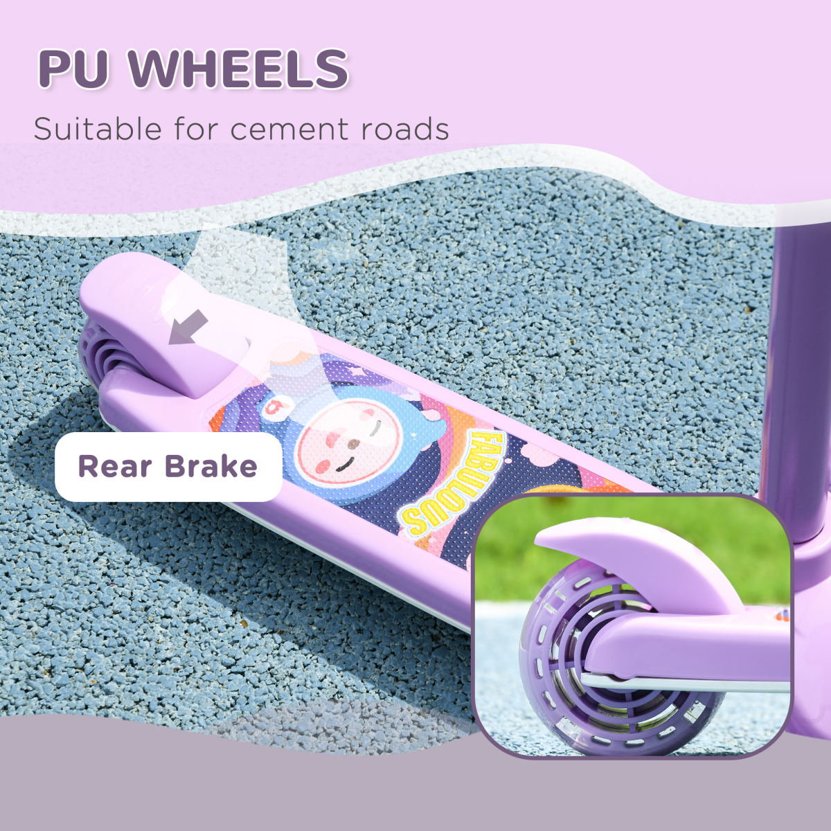 AIYAPLAY Kids 3 Wheel Scooter for 2-6 Years Old w/ Adjustable Height, Purple