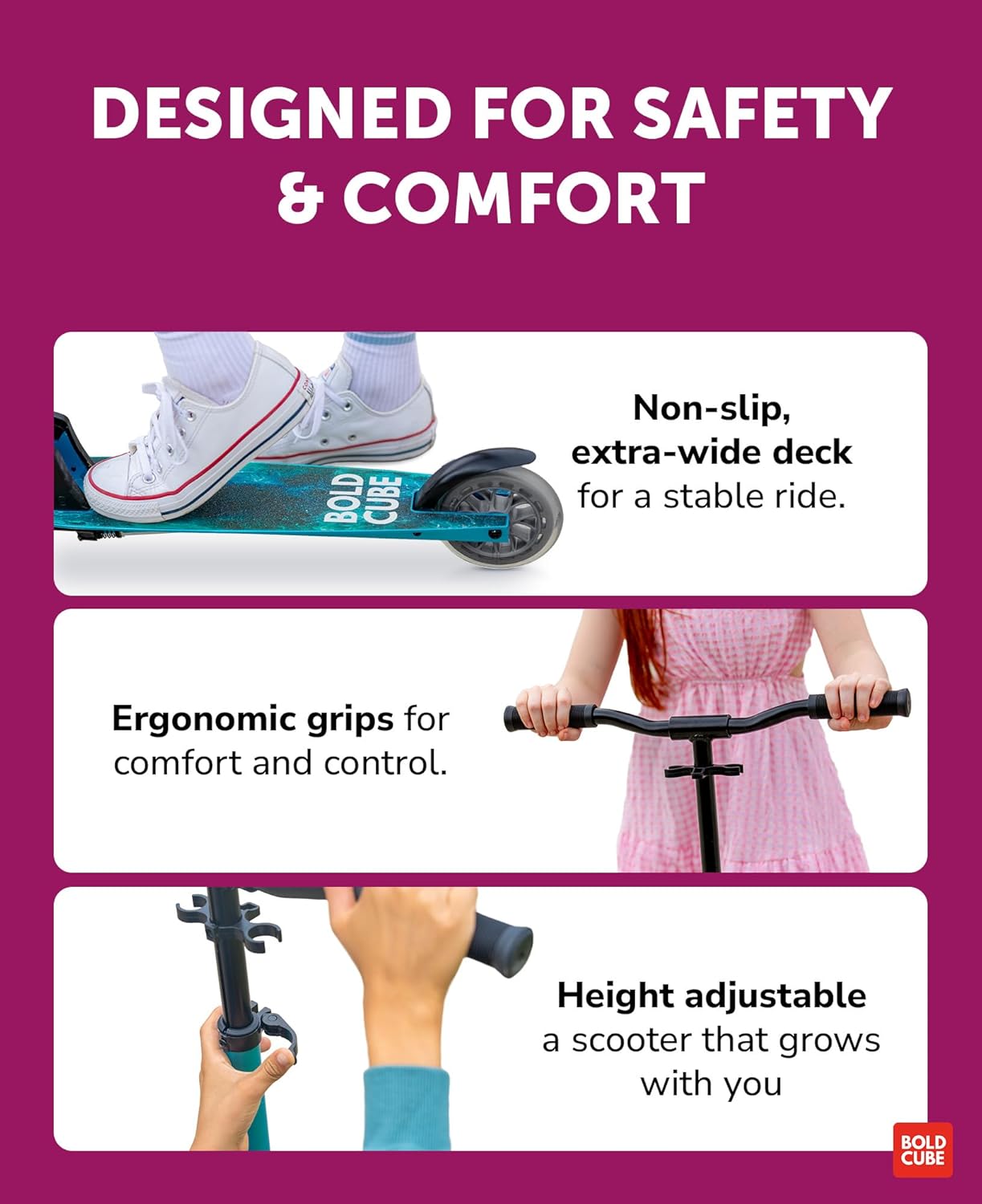 Fuchsia - Deluxe 2 Wheel Scooter