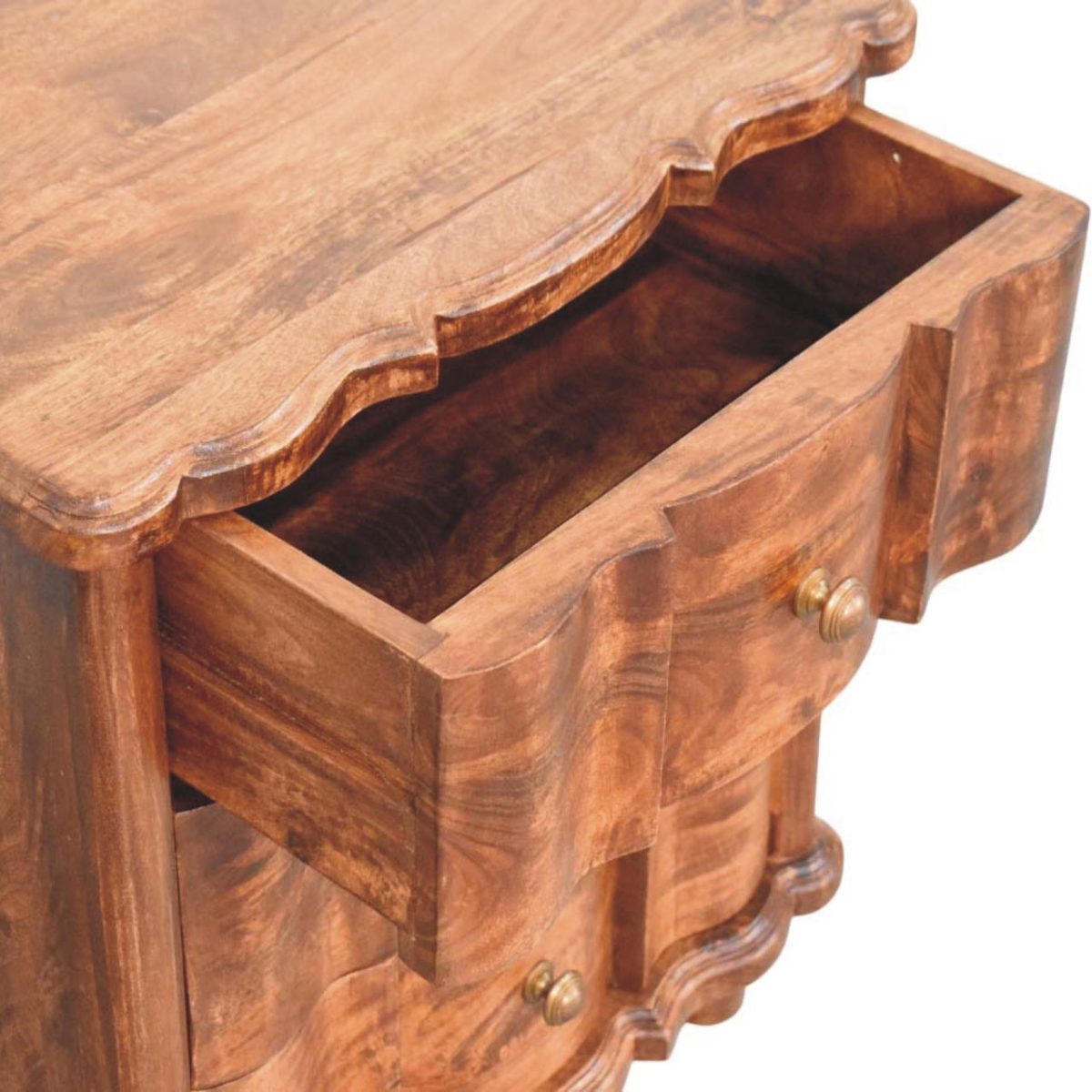 Artisan Furniture Solid Wood Valencia Bedside, 3 Drawers, Brown