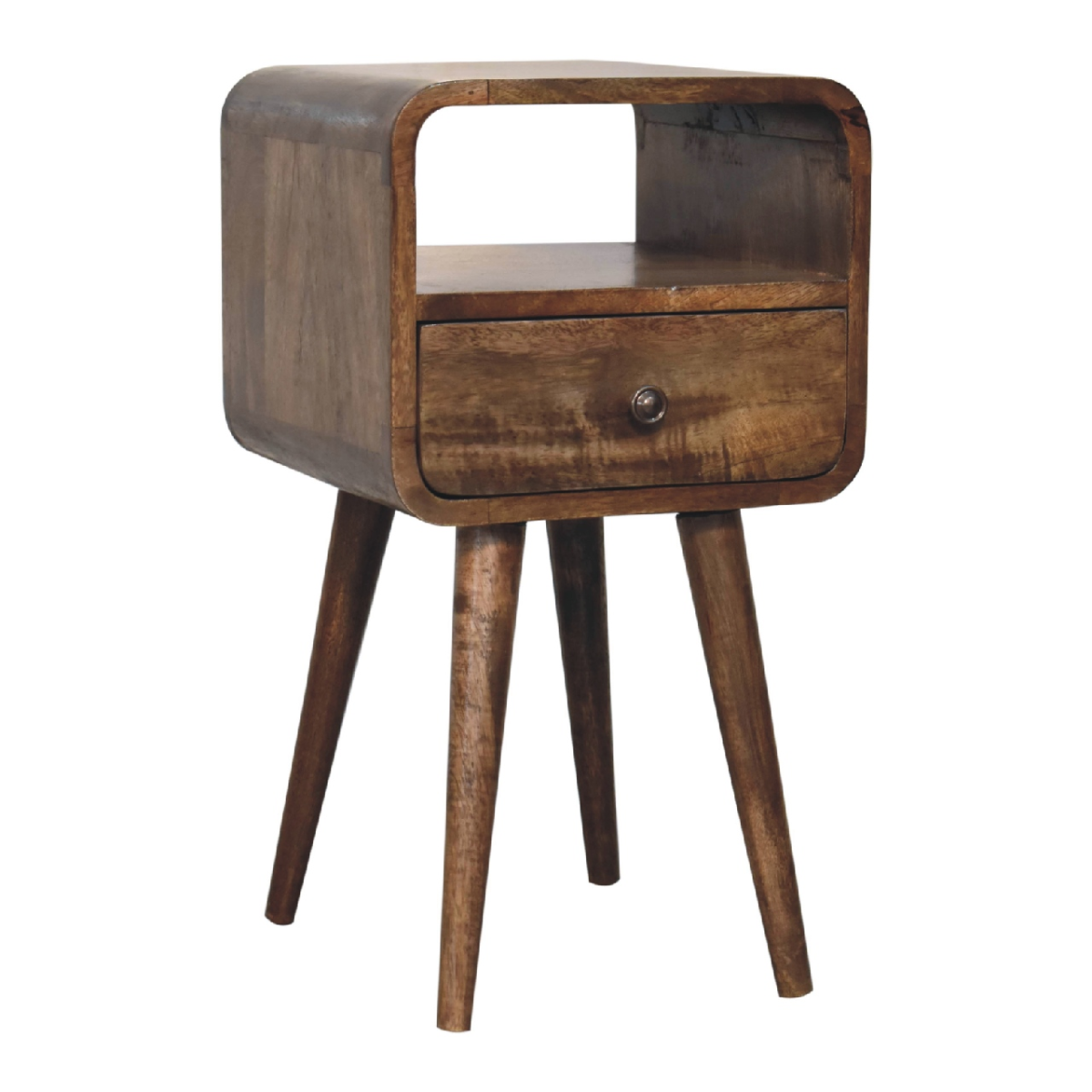 Artisan Furniture Solid Wood Mini Grey Wash Curve Open Bedside