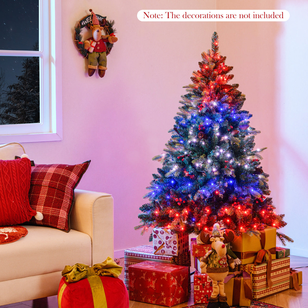 Artificial Christmas Tree Hinged Xmas Tree with Branch TipsA and Natural Pine Cones-5 ft