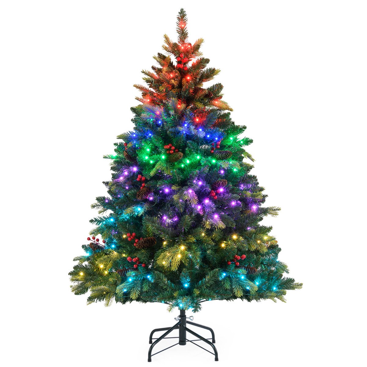 Artificial Christmas Tree Hinged Xmas Tree with Branch TipsA and Natural Pine Cones-5 ft