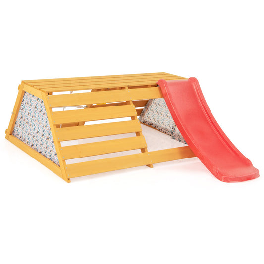 5-in-1 Jungle Gym with Slide and Rock Climbing Wall